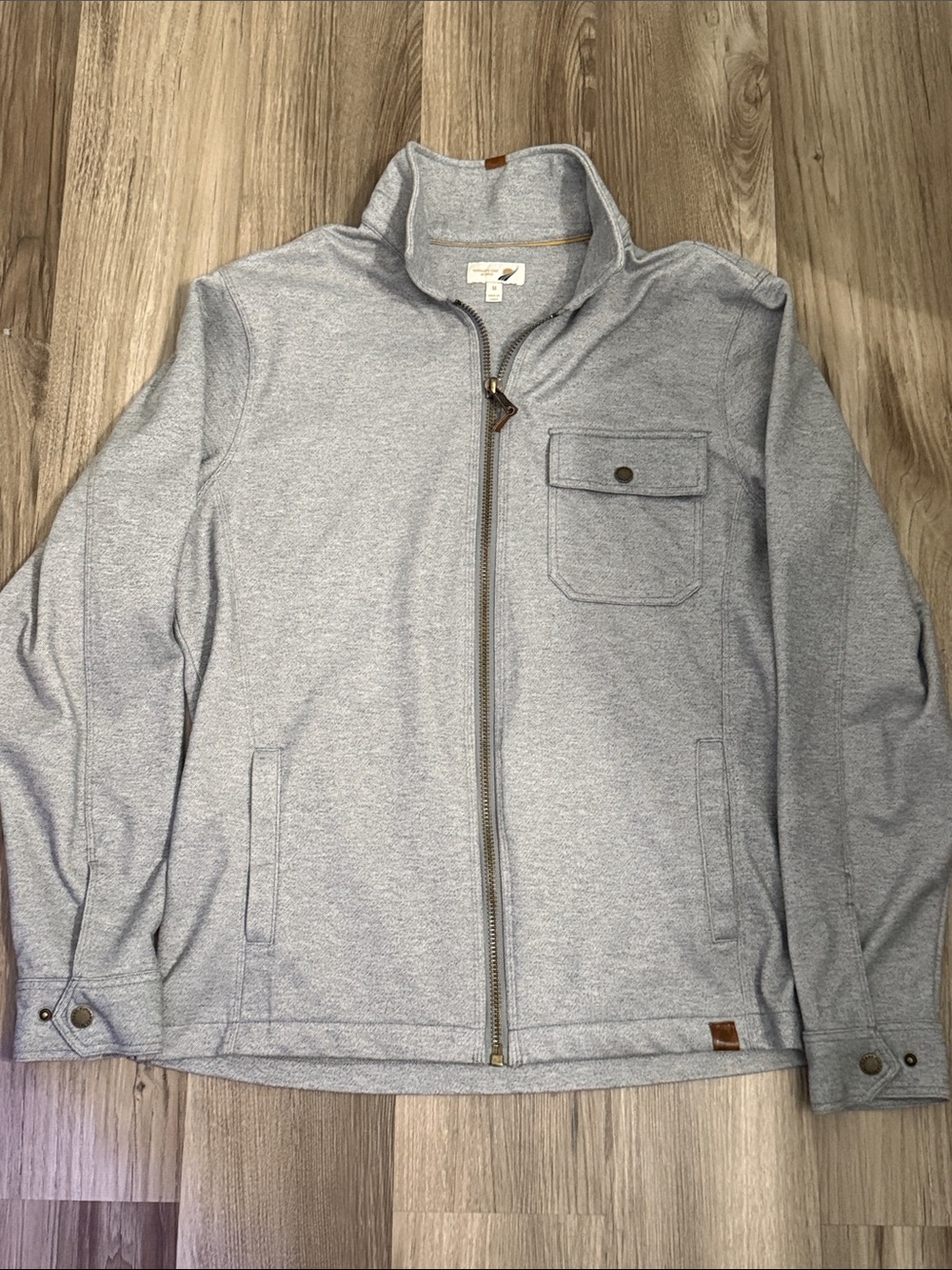 Fundamental Coast Light Heathered Gray Zip-Up Jacket sz M